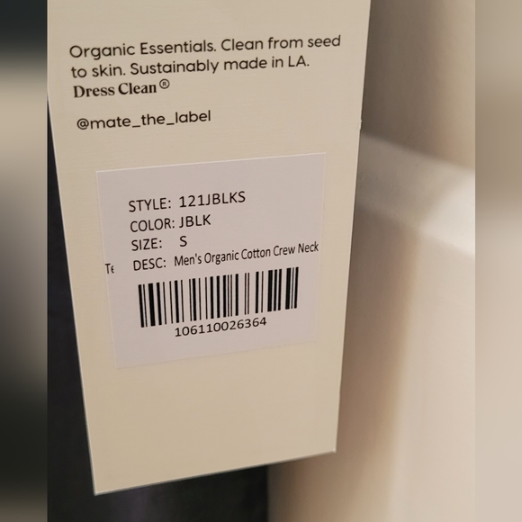 MATE the label Men's Organic Cotton Crew Neck Tee Black-NWT - Picture 3 of 5